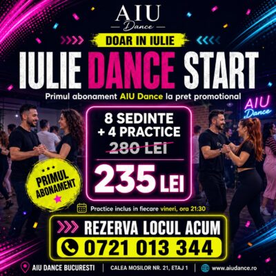 Abonament Salsa Bachata 8 ședințe București cu 4 Practice Party – promoție AIU Dance