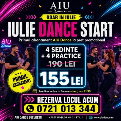 Abonament Salsa și Bachata pentru începători București – promoție iulie AIU Dance